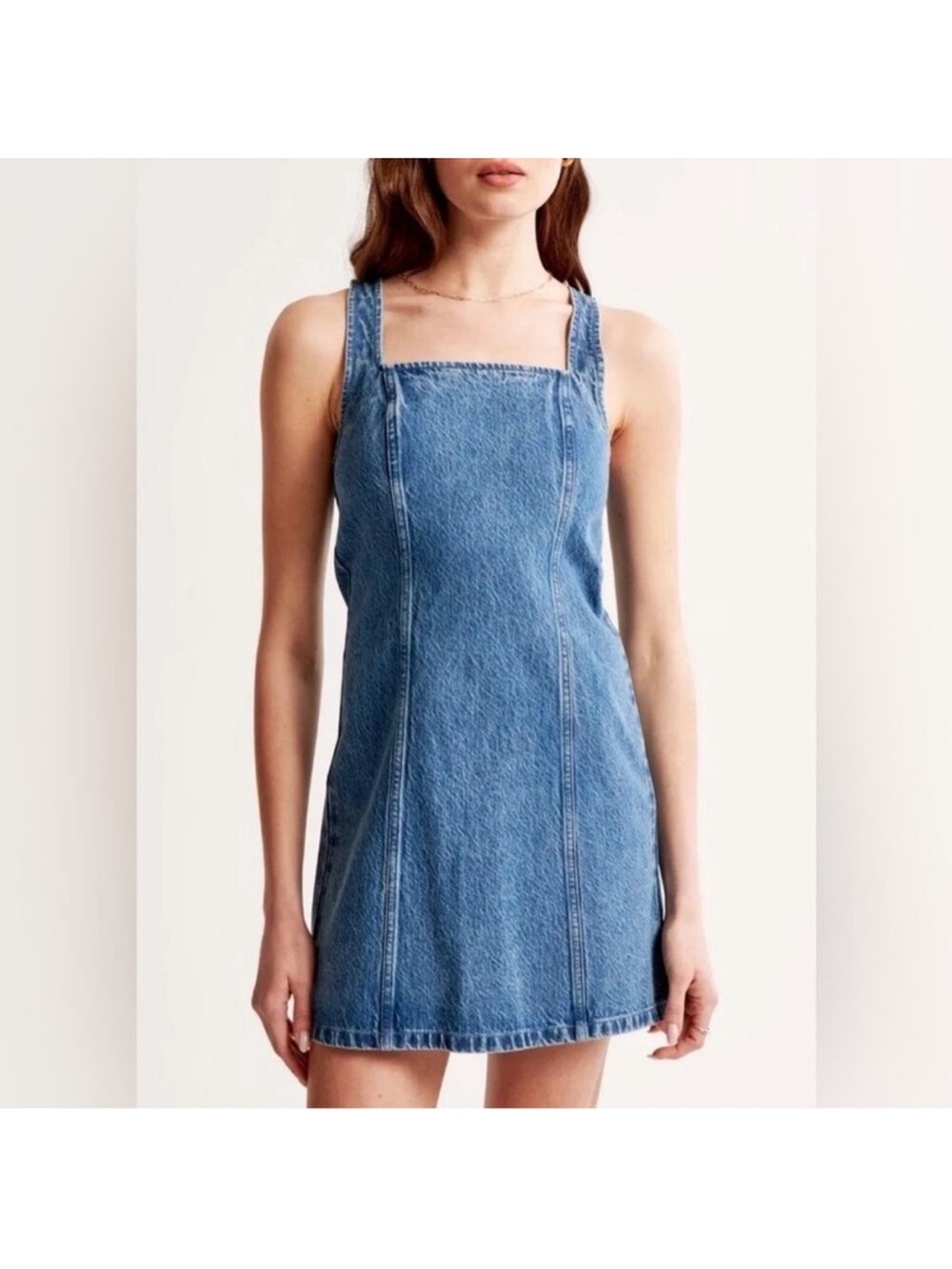 Abercrombie & Fitch Square-Neck Denim Mini Dress sleeveless SP